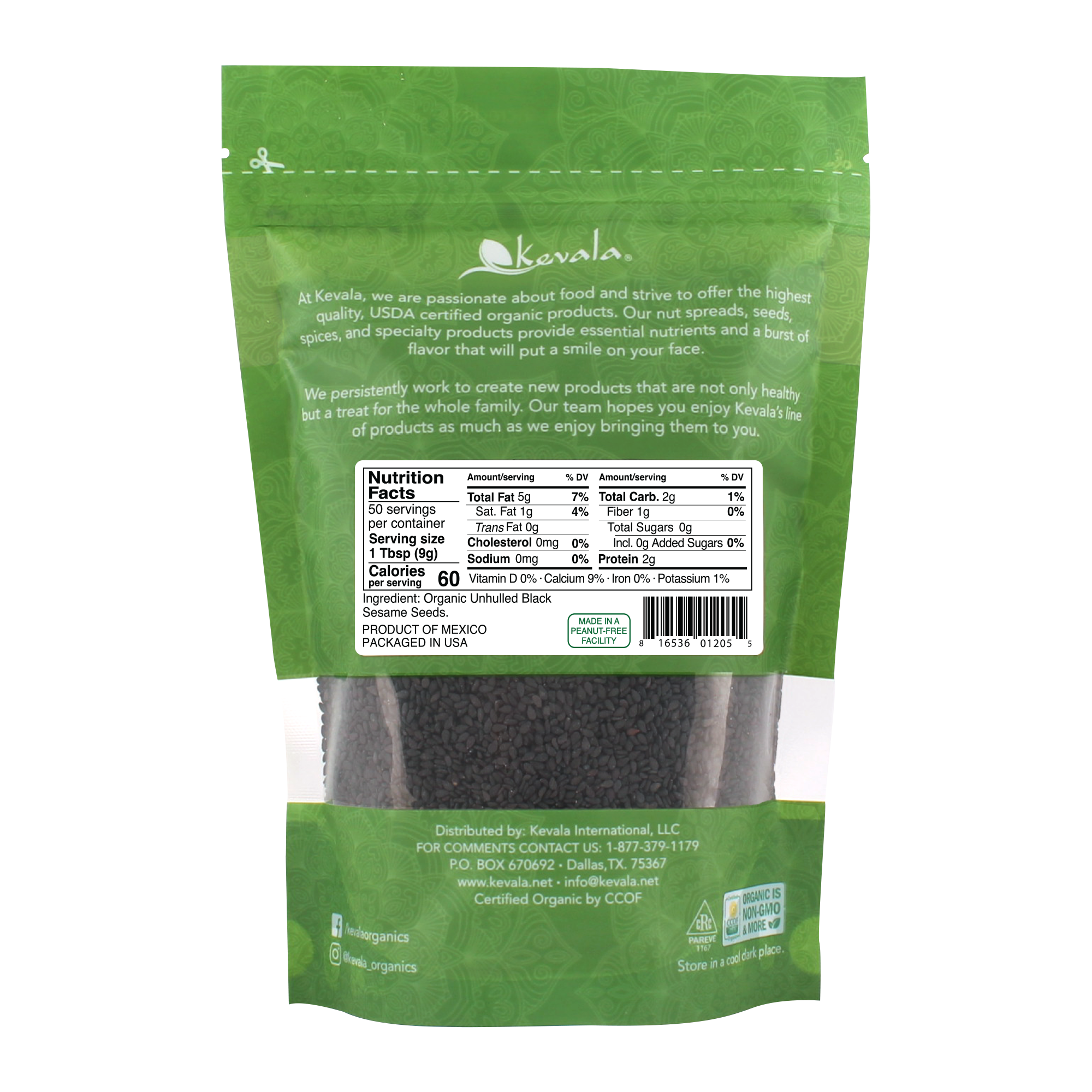 Organic Raw Black Sesame Seeds (Unhulled) 16 oz