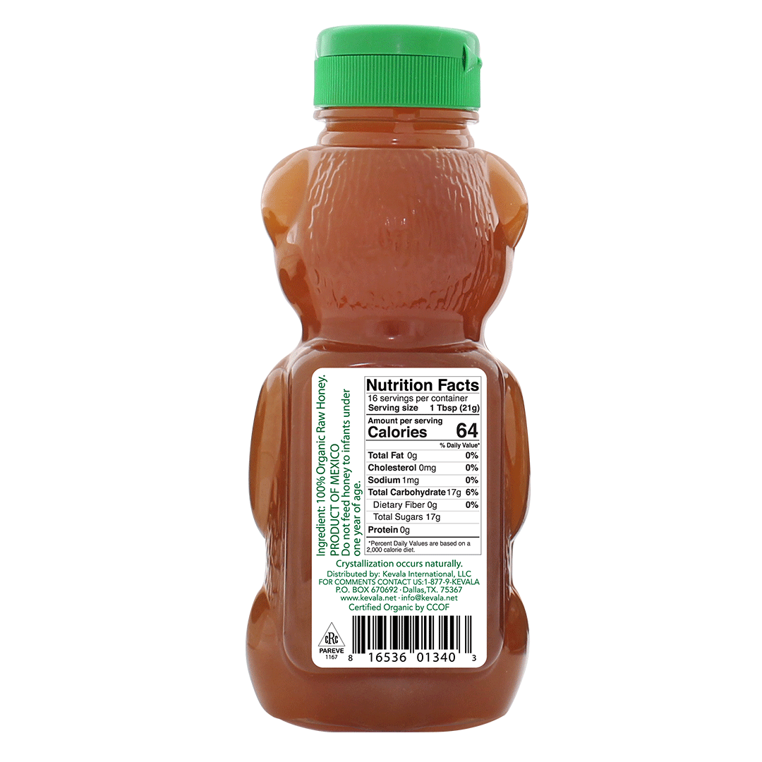 Organic Raw Unfiltered Honey Bear 12 oz