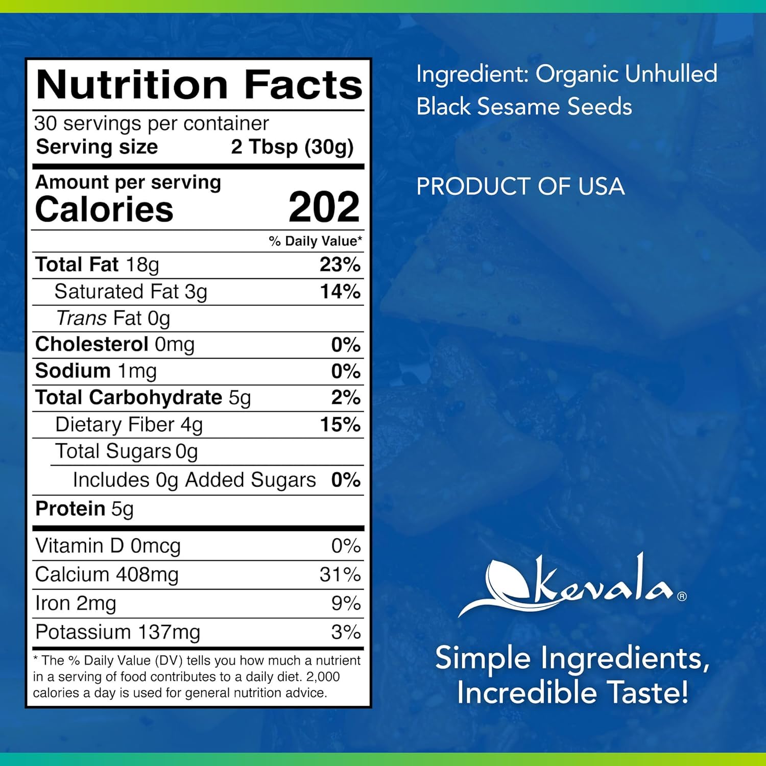 Kevala Organic Black Tahini 2lb (907g) Each | 2-Pack
