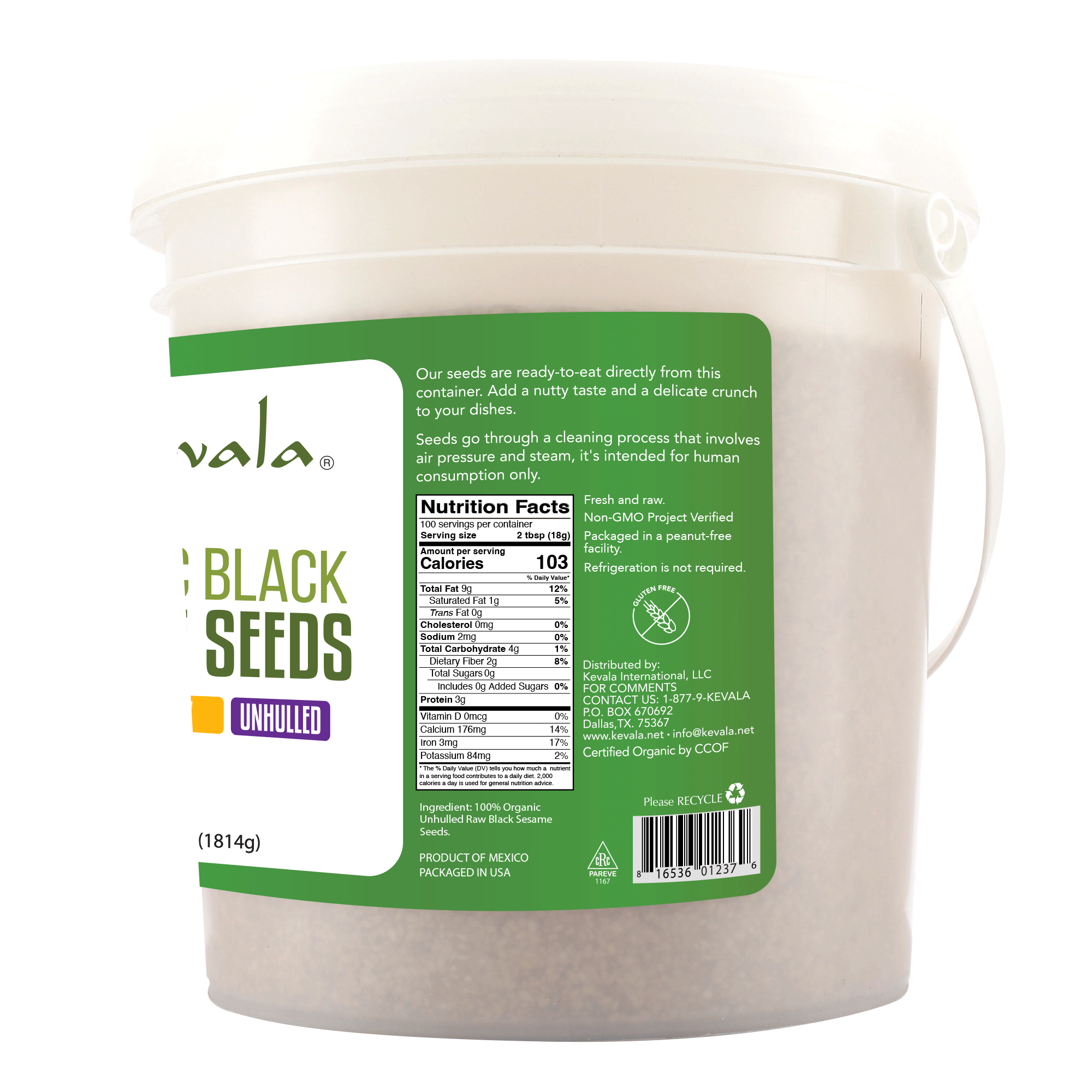 Organic Raw Black Sesame Seeds (Unhulled) 4 lb